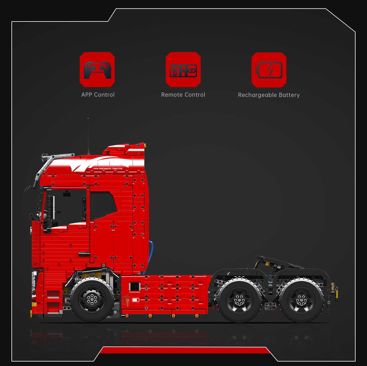 Mould King 19015 FH16 Remote Controlled Pneumatic Tractor Truck Building Set | 4,608 Pcs