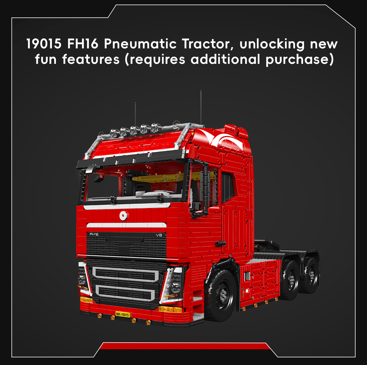 MOULD KING 19015T FH16 Pneumatic Tractor Trailer Building Set | 3,399 Pcs