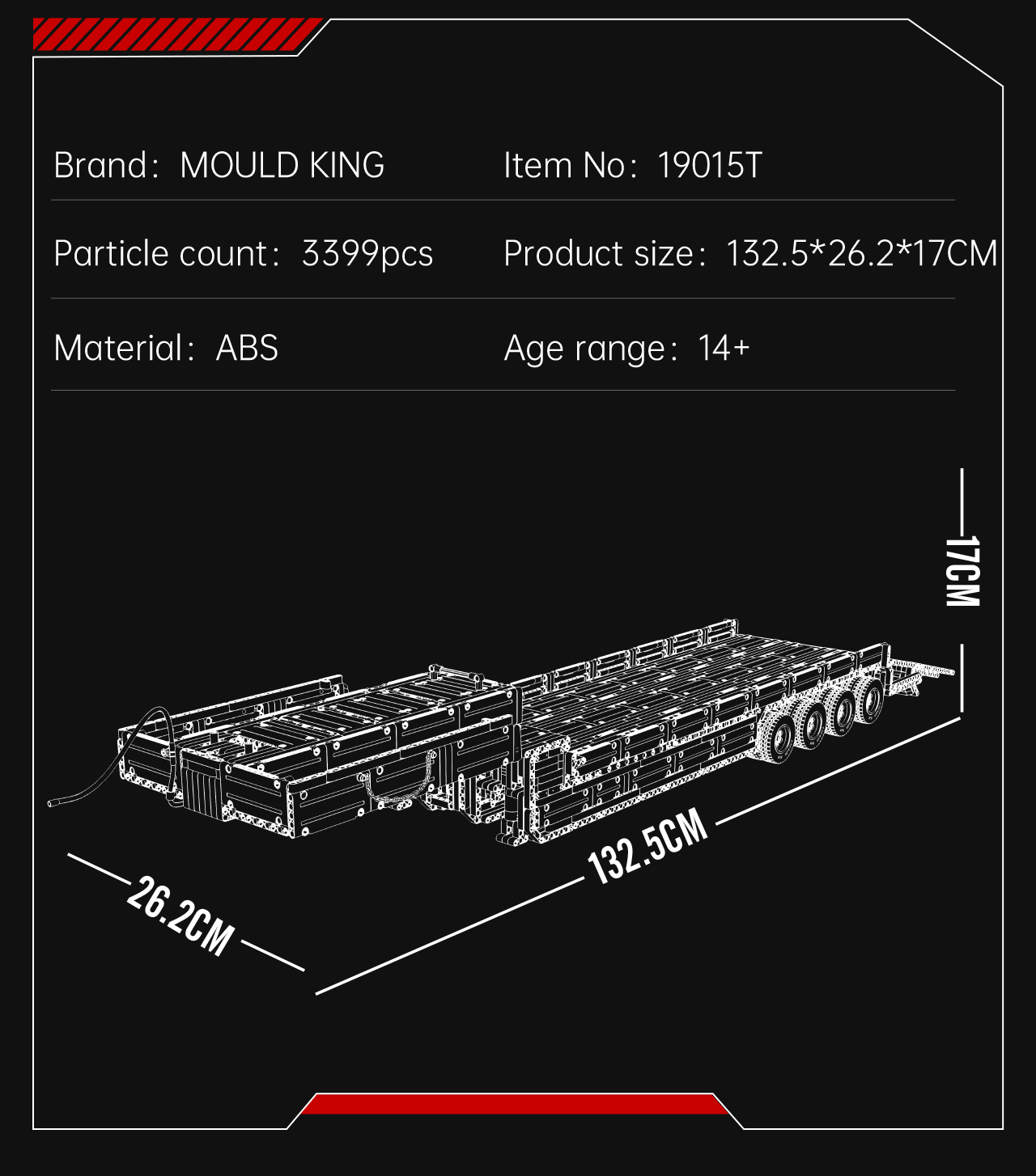 MOULD KING 19015T FH16 Pneumatic Tractor Trailer Building Set | 3,399 Pcs