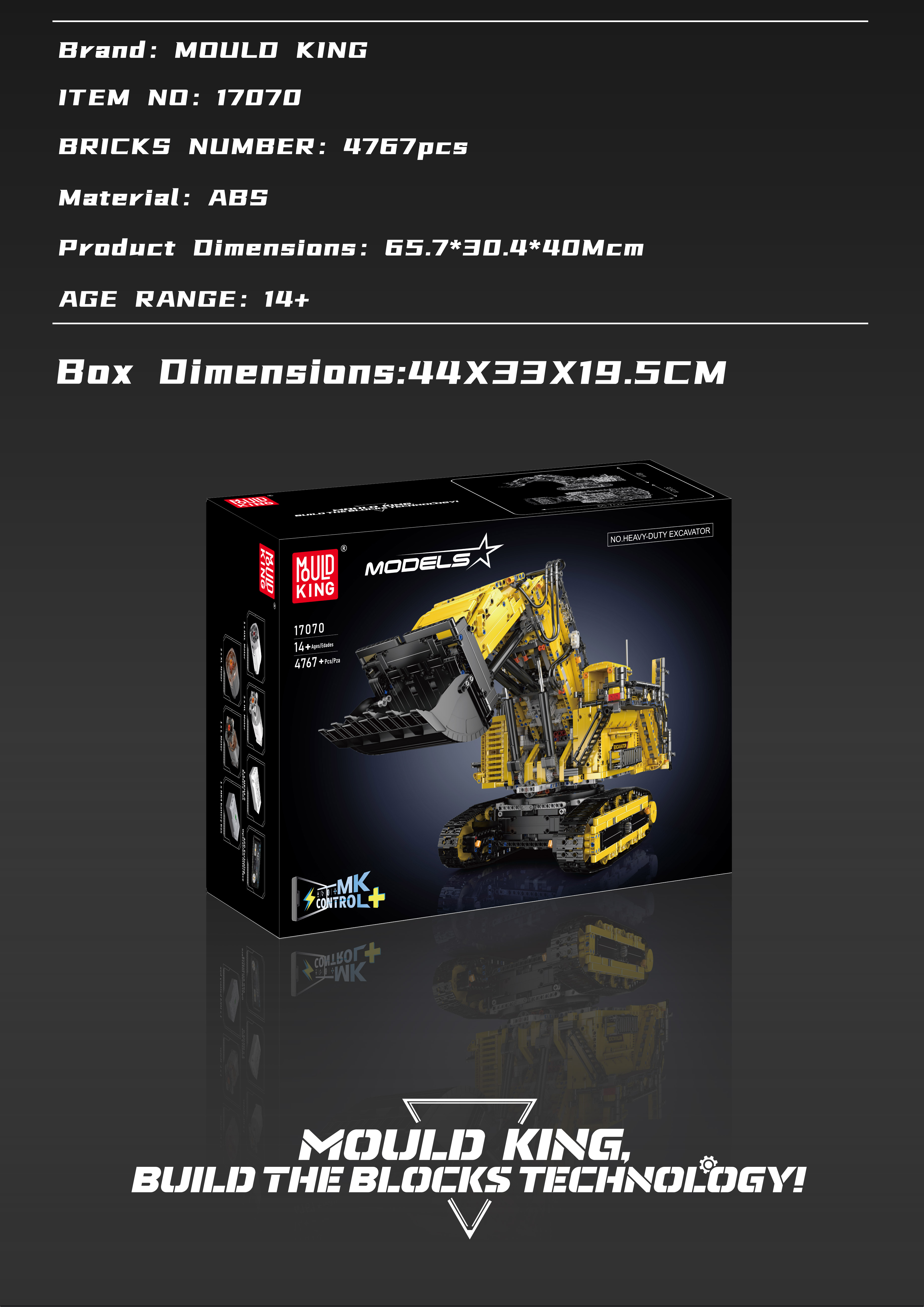 MOULD KING 17070 Liebherr R 9800 Mining Excavator Building Sets | 4,767 PCS